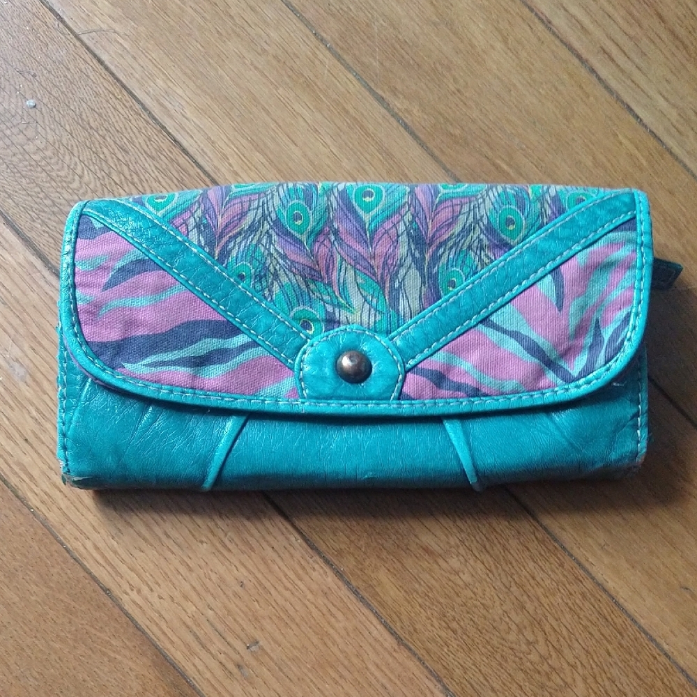 Peacock Patterned Teal Women's Clutch
